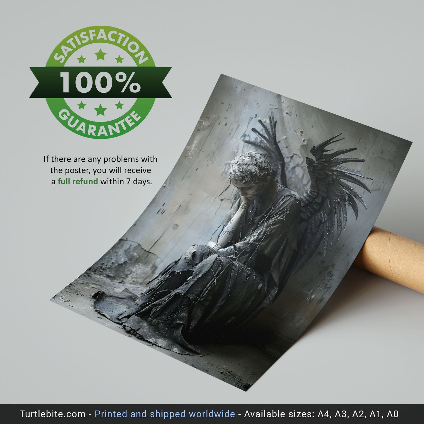 Broken Angel Lost in Thoughts Poster - Ethereal Dark Art Print