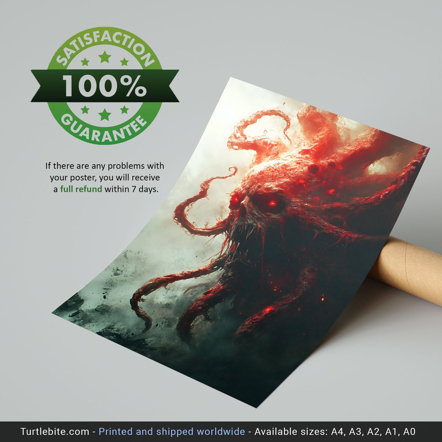 Tentacle Creature Poster - Dark Terrifying Art - Creepy Gorecore Print