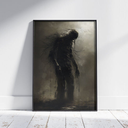 Ghostly Dripping Zombie Painting, Vintage Whimsigoth Wall Art, Mysterious Bizarre Poster Print, Haunting Wall Art Decor