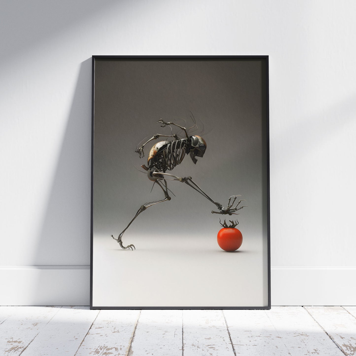 Eerie Metal Monster Tomato Destruction Poster - Dark Art Print - Horror Wall Art