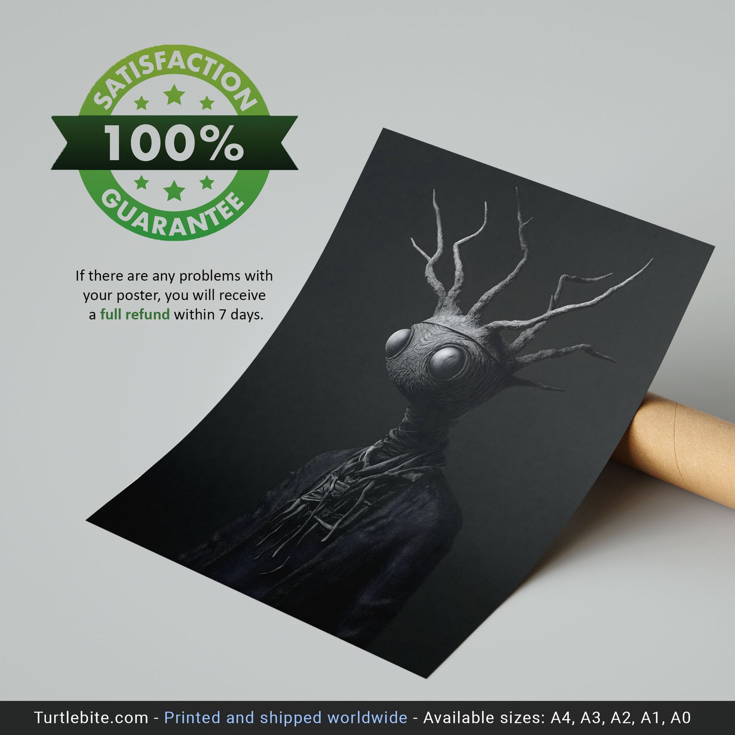 Moody Monochrome Tree Man Print - Gothic Wall Art for Eclectic Home Decor - Haunting Fine Art for Modern Spaces