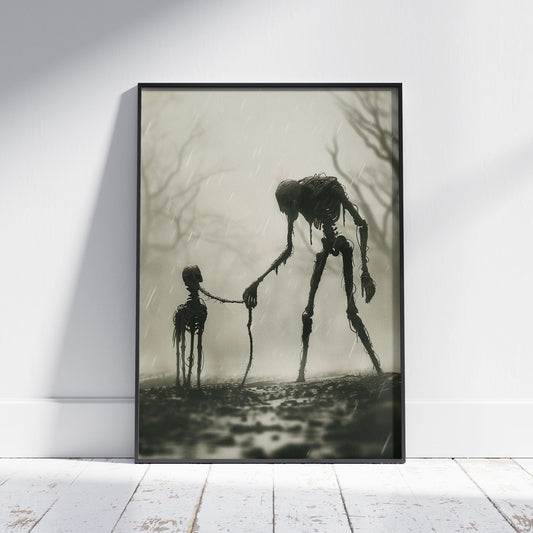 Rainy Wall Art featuring Creepy Walking the Dog - Spooky Decor for Dog Lovers