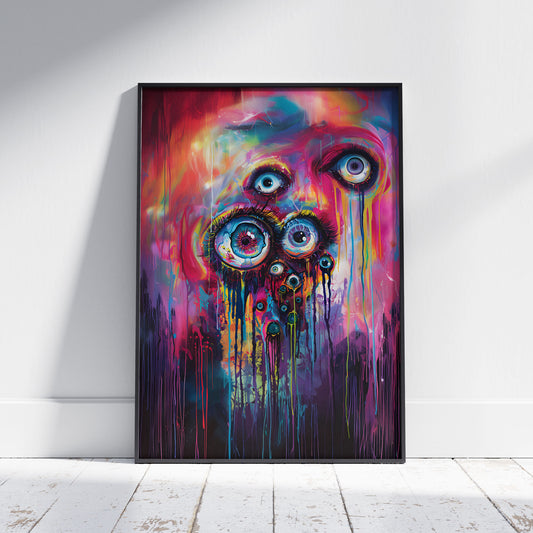 Surreal Eyes Painting - Colorful Weirdcore Wall Art for Home Decor