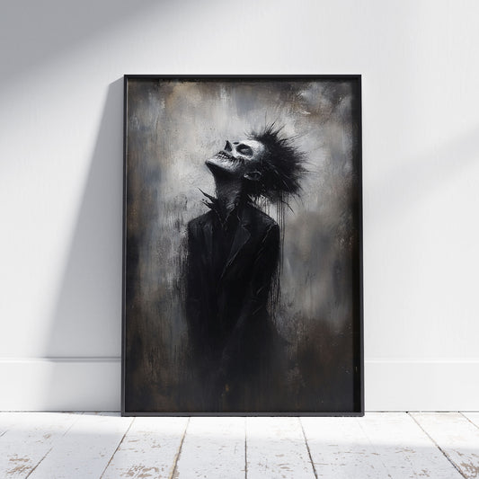 There is something in the air - Zombie Painting Poster, Dark Art Black and White Print