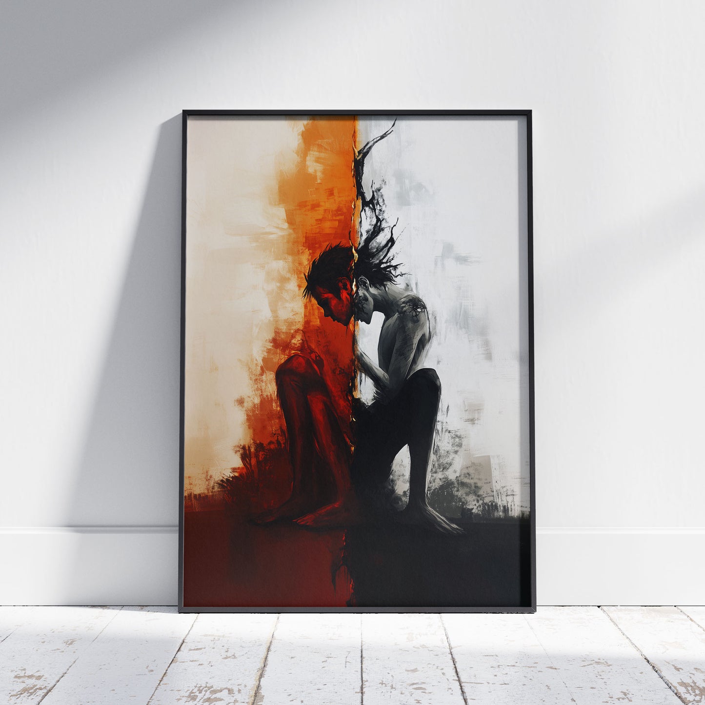 Schizophrenia Wall Art Painting, Basement Poster Print, Dark Aesthetic Oil Painting Poster