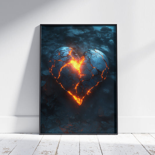 Glowing Heart Poster Print – Dark Eternal Love Wall Art – Gothic Gifts for Her