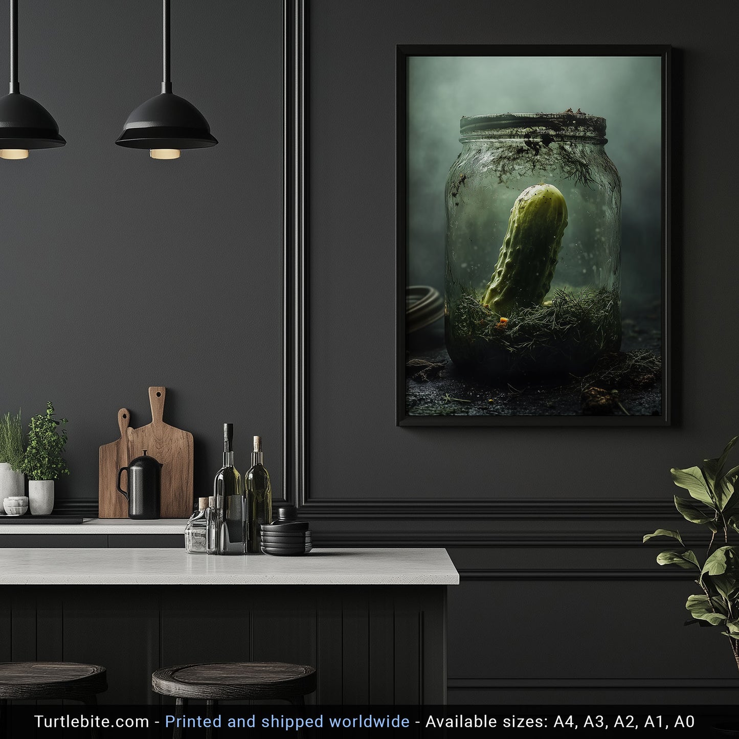 The Last Cucumber Poster Print, Quirky Dark Wall Art Poster, Ghostly Kitchen Decor