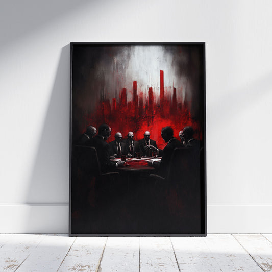 Meeting of the Vampires Poster Painting, Eerie Wall Art for Dark Decor Lovers