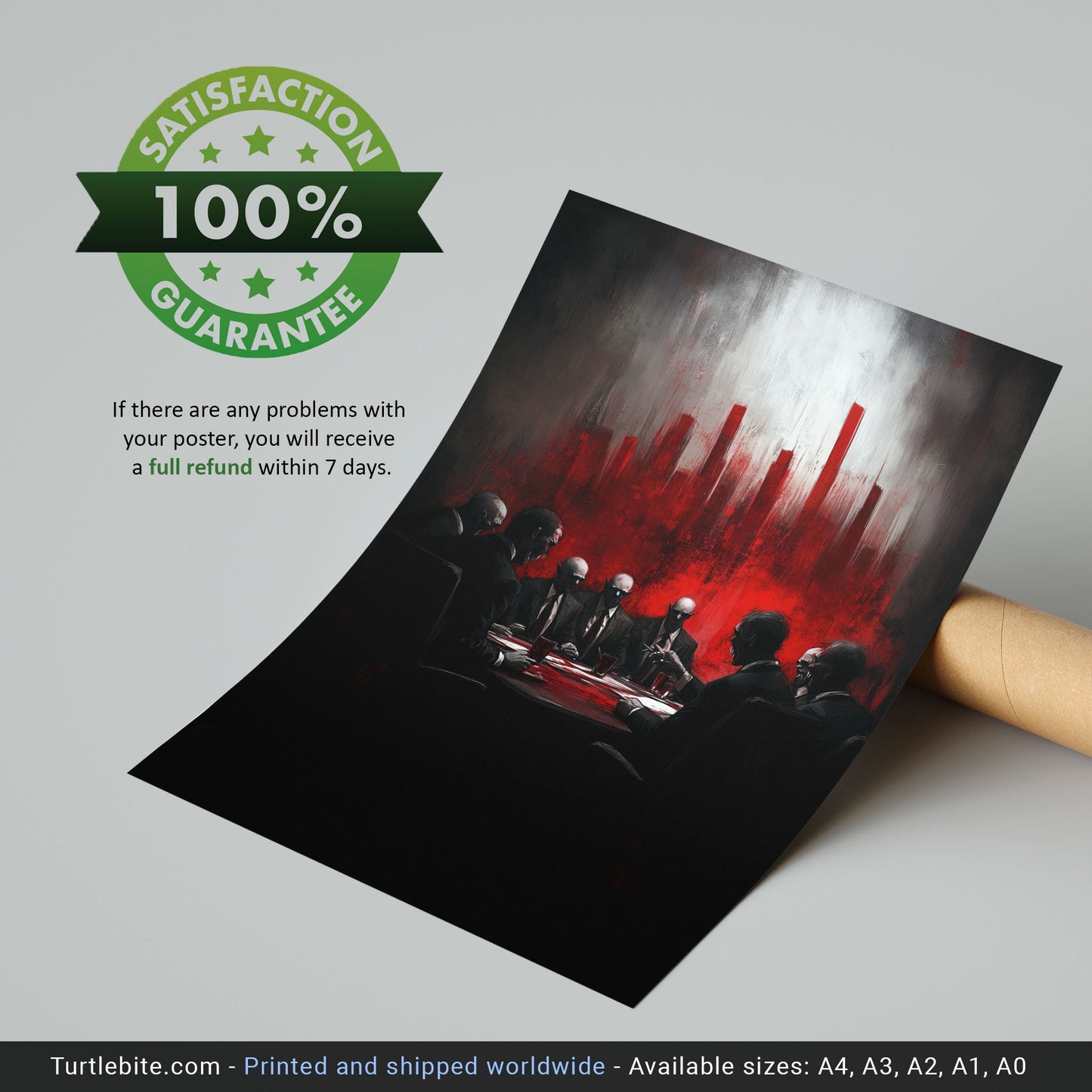 Meeting of the Vampires Poster Painting, Eerie Wall Art for Dark Decor Lovers