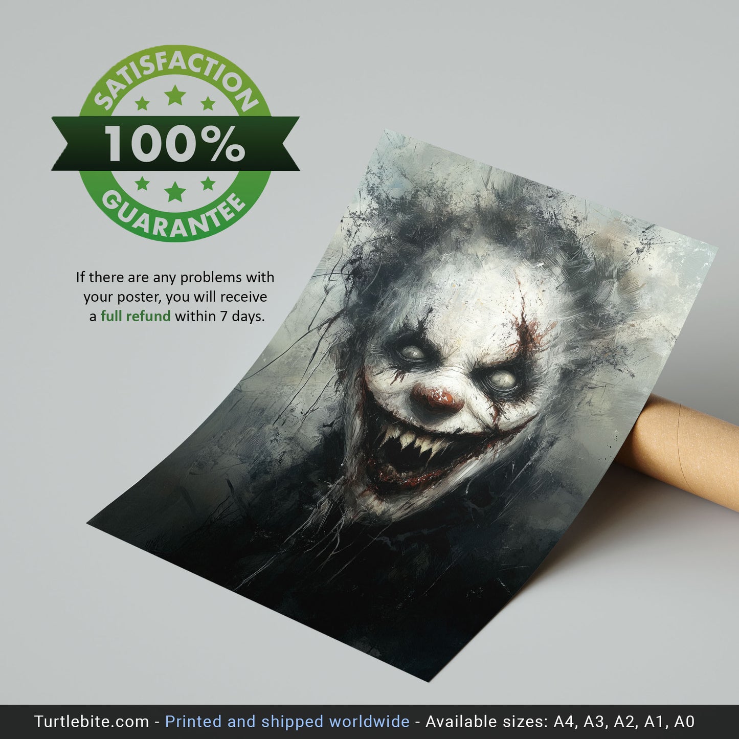 Creepy Clowncore Painting Poster, Horror Clown Wall Art, Moody Oil Painting Print