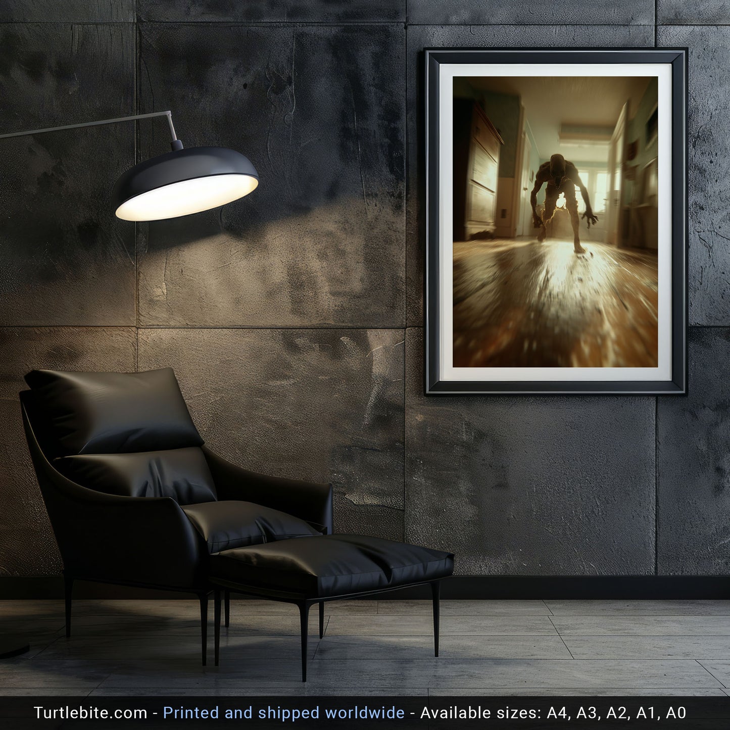 Wait, I'm coming! Chasing Monster Poster Print, Dark Scary Wall Art, Surreal Disturbing Spooky Gifts
