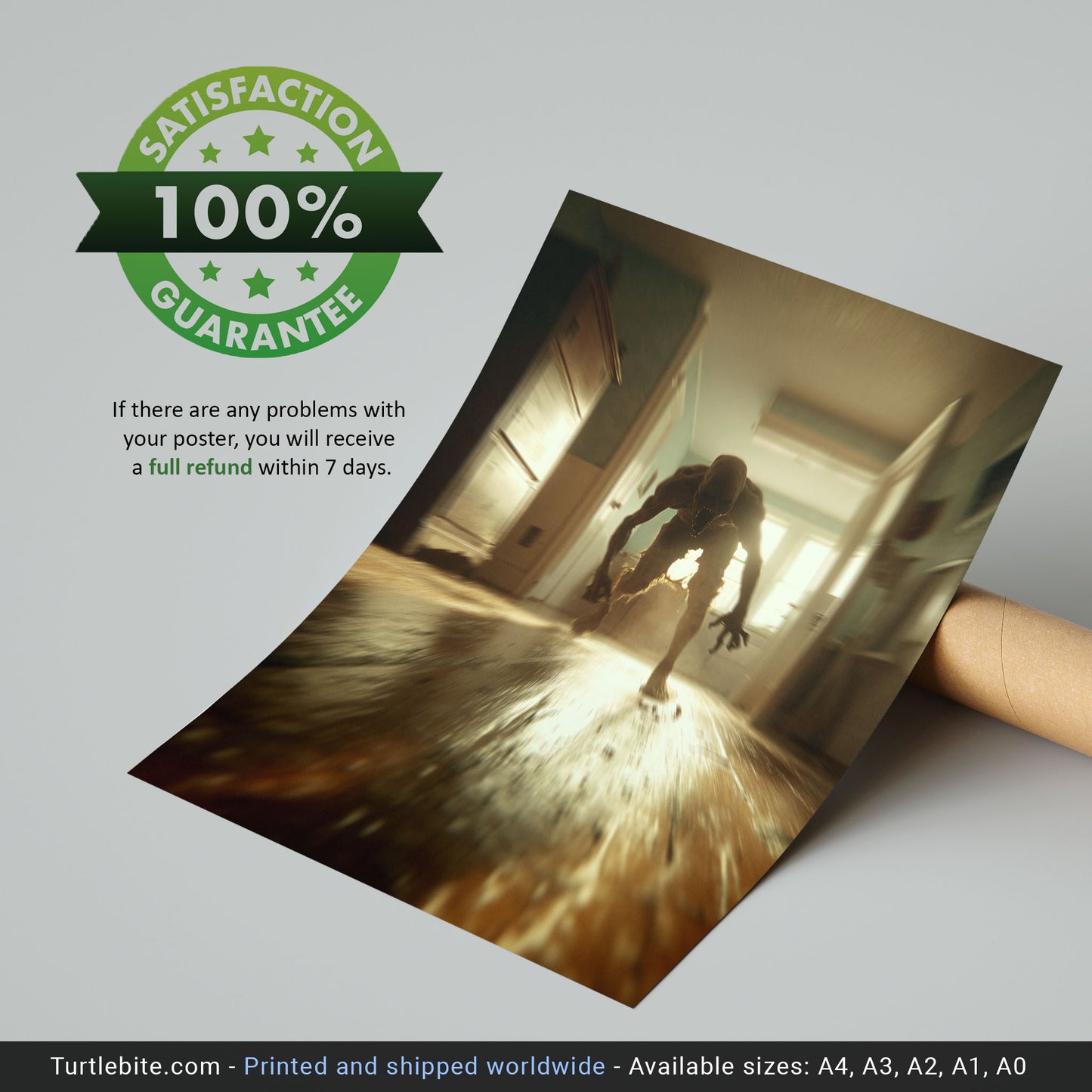 Wait, I'm coming! Chasing Monster Poster Print, Dark Scary Wall Art, Surreal Disturbing Spooky Gifts