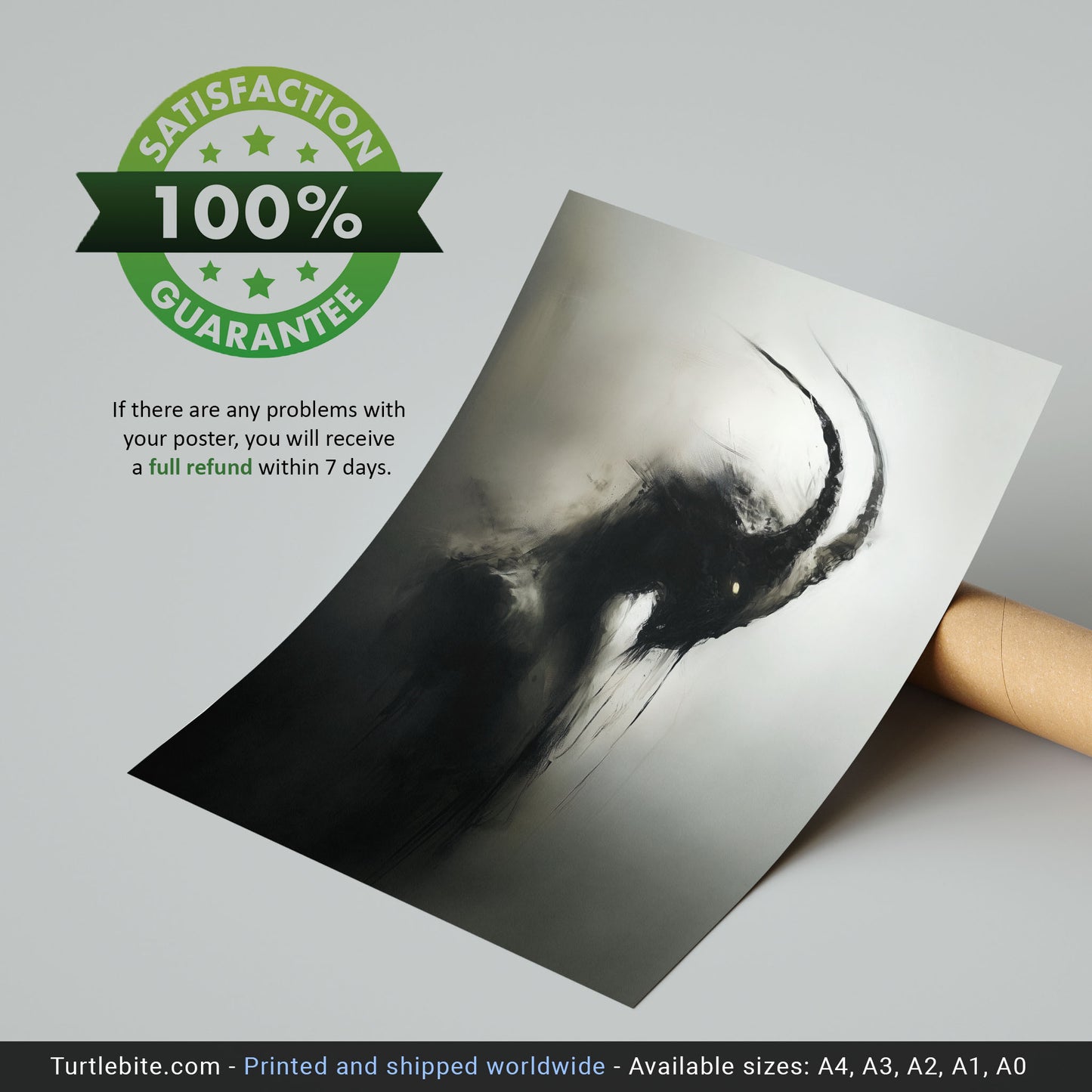 Dark Capricorn Creature Painting Poster, Creepy Mysterious Wall Art, Spooky Whimsigoth Print
