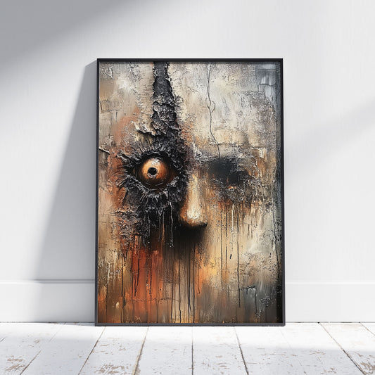 I'm watching you! Painting Poster, Creepy Wall Art, Dark Spooky Print, Bizarre Large Painting for Living Room