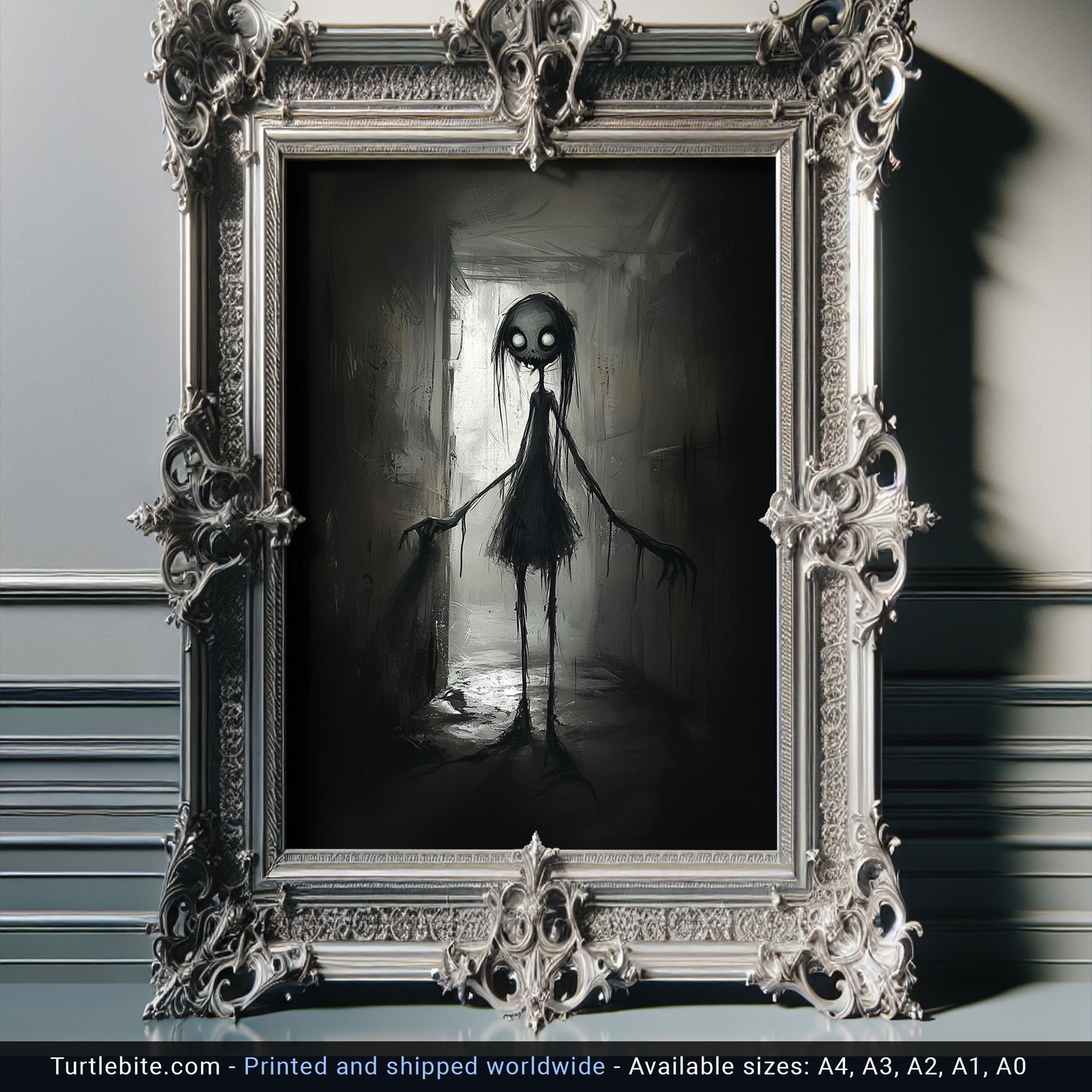 Little Lost Girl Painting Poster, Spooky Horror Wall Decor, Weird Art Painting