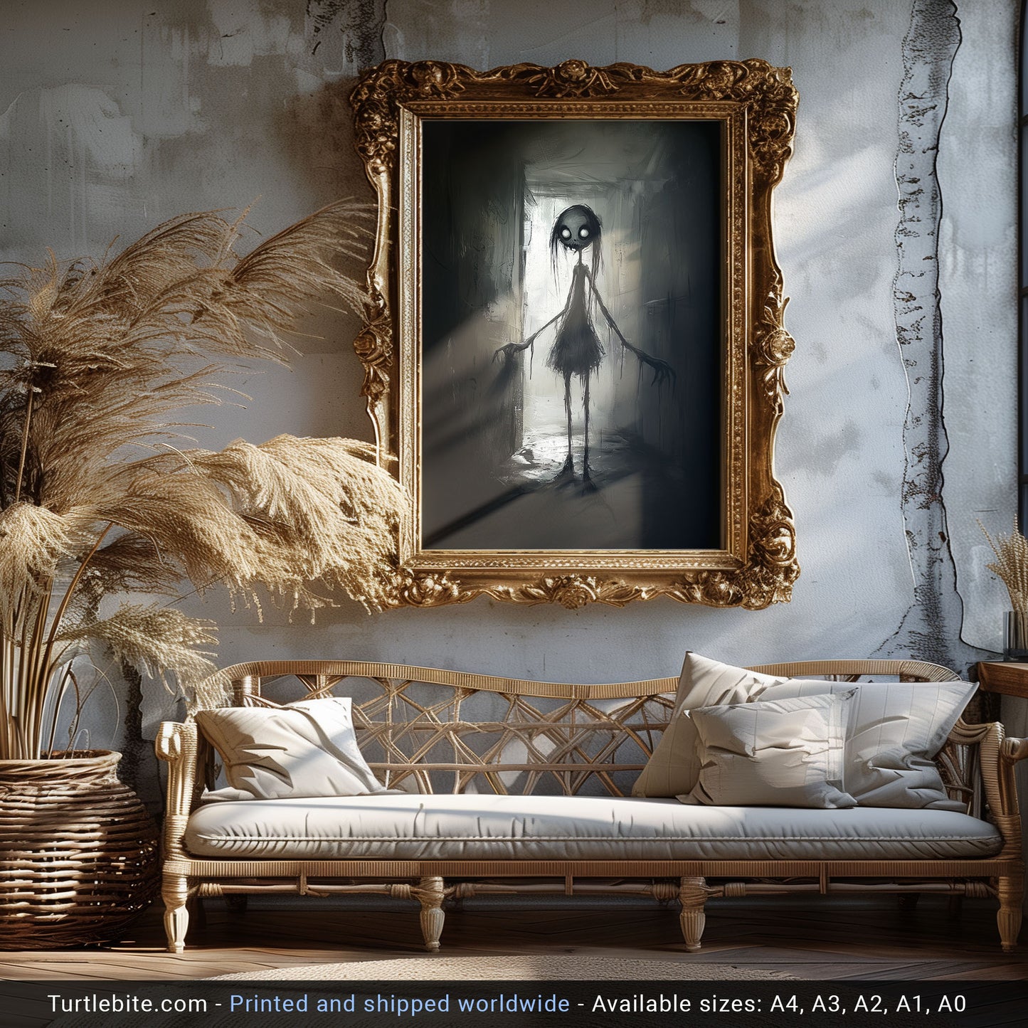 Little Lost Girl Painting Poster, Spooky Horror Wall Decor, Weird Art Painting