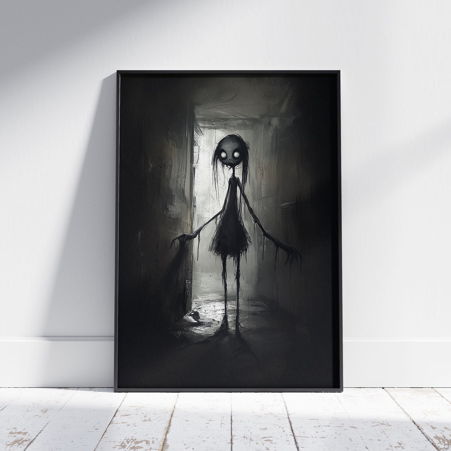 Little Lost Girl Painting Poster, Spooky Horror Wall Decor, Weird Art Painting