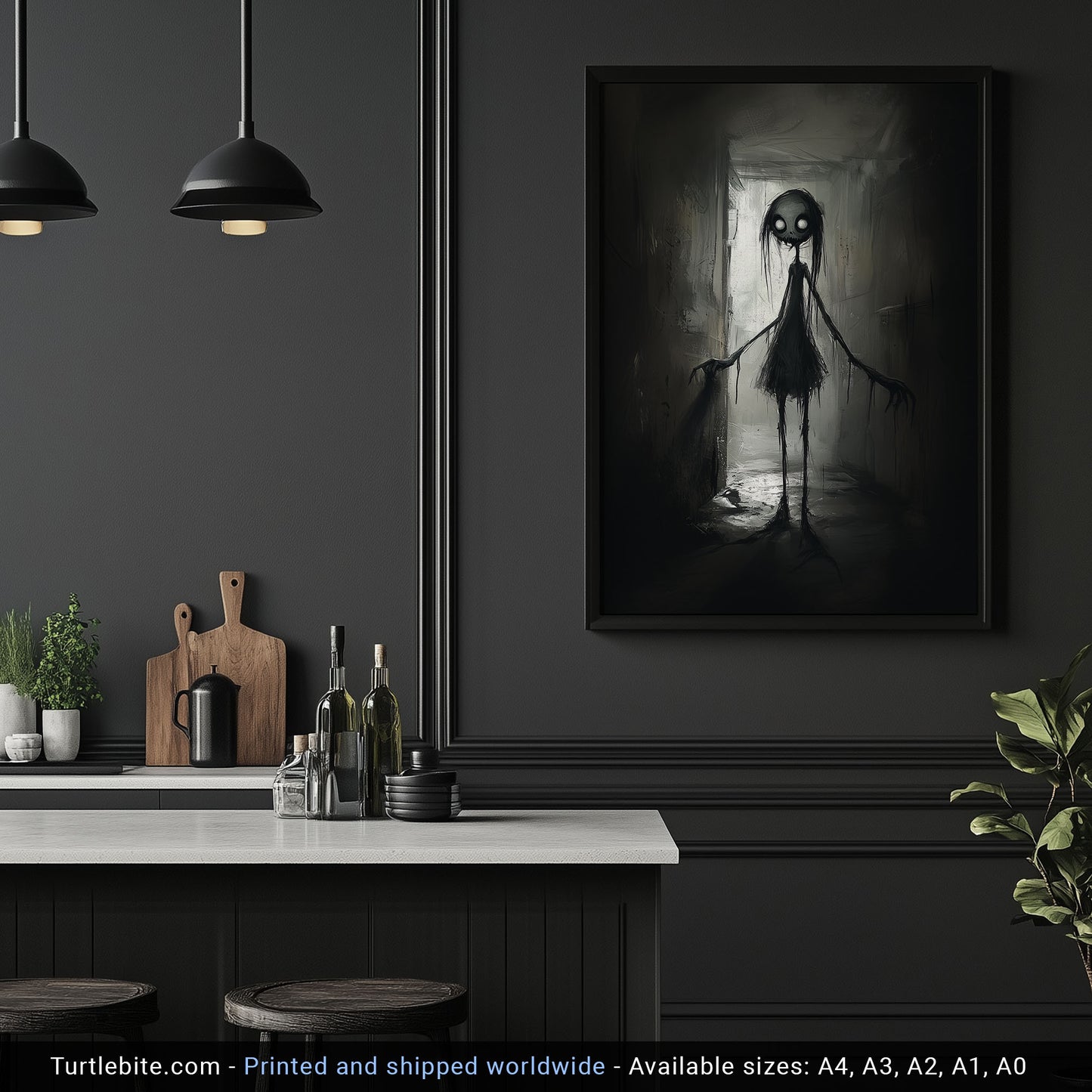 Little Lost Girl Painting Poster, Spooky Horror Wall Decor, Weird Art Painting