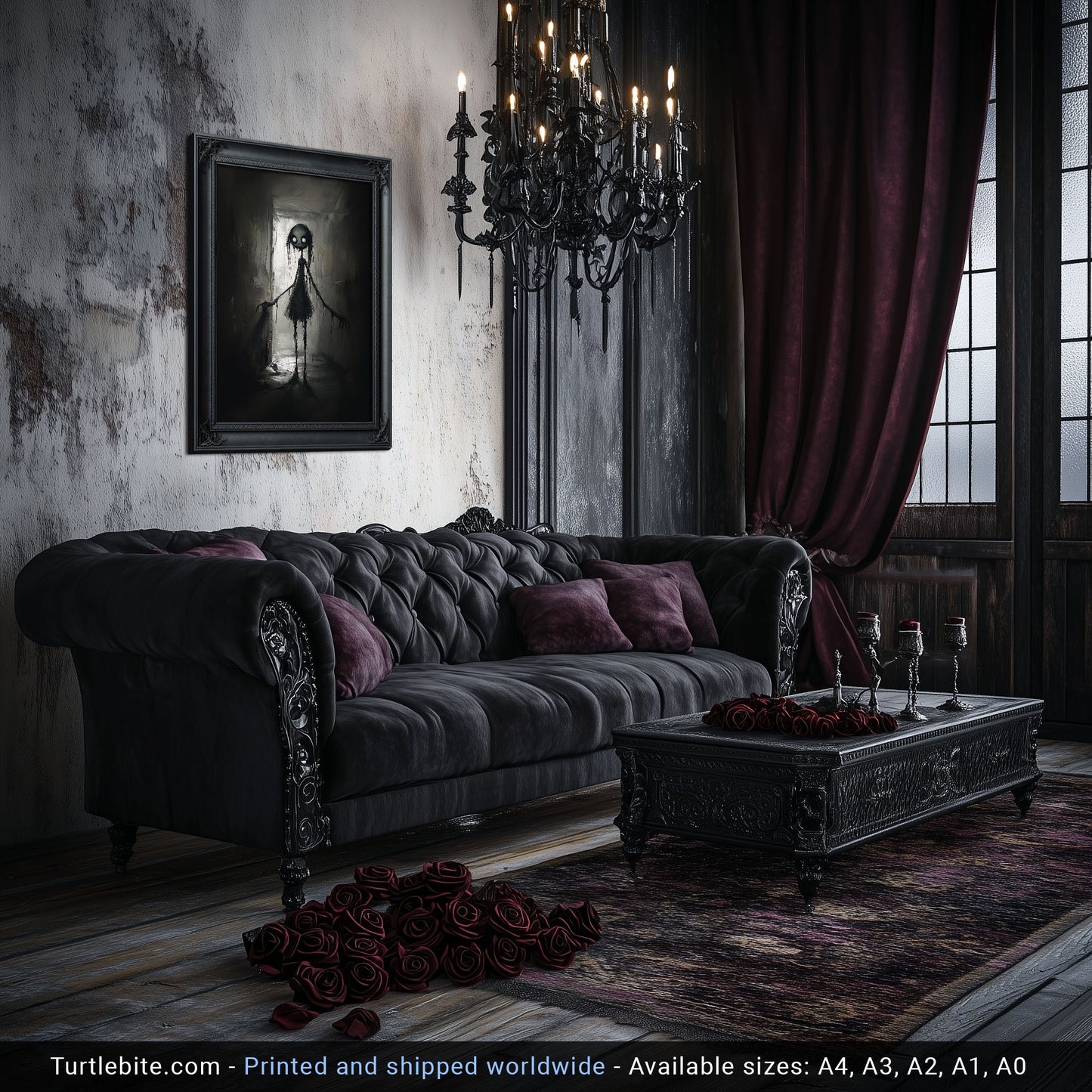 Little Lost Girl Painting Poster, Spooky Horror Wall Decor, Weird Art Painting