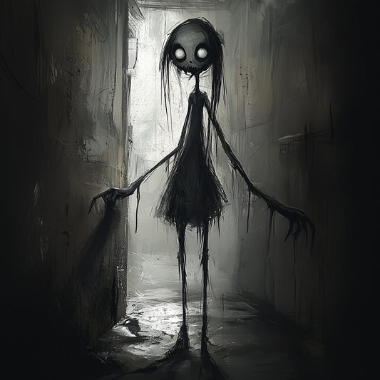 Little Lost Girl Painting Poster, Spooky Horror Wall Decor, Weird Art Painting