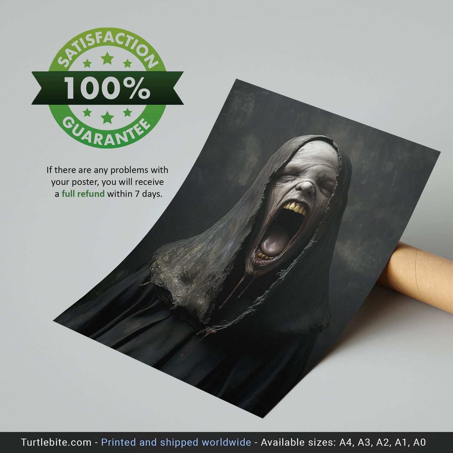 Screaming Monk Painting Poster, Medieval Oil Paintings Prints, Dark Moody Artwork, Bizarre Wall Art, Horror Gifts