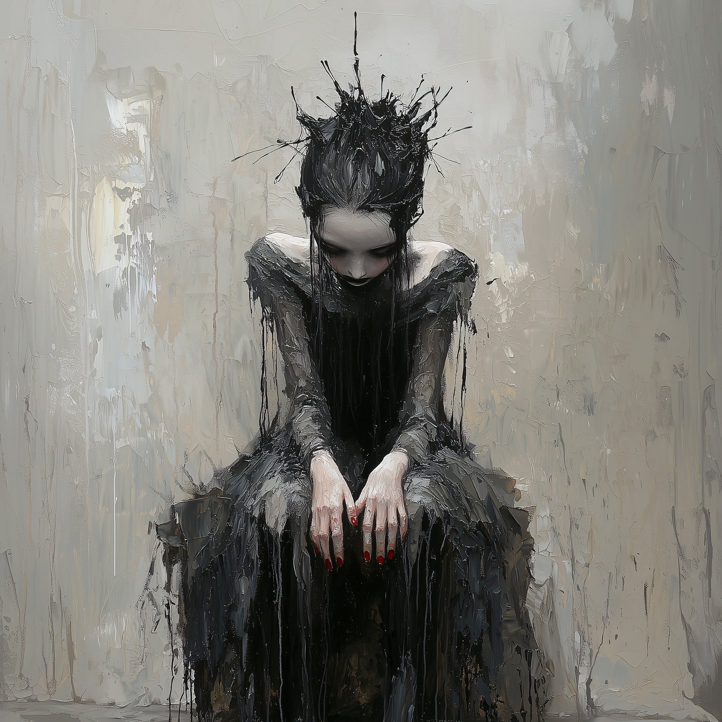 The Forgotten Princess Gothic Painting, Dark Moody Wall Art, Victorian Witchcraft Print, Dark Fantasy Artwork