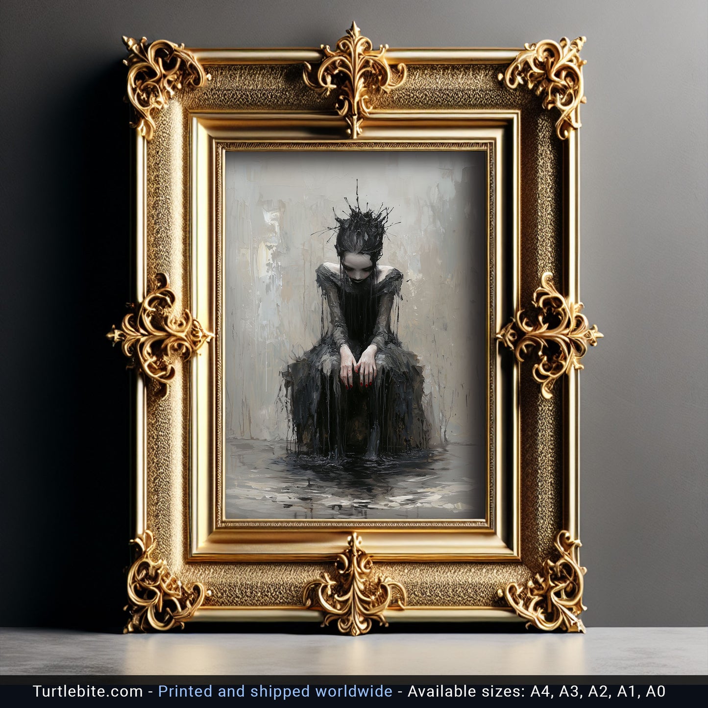 The Forgotten Princess Gothic Painting, Dark Moody Wall Art, Victorian Witchcraft Print, Dark Fantasy Artwork