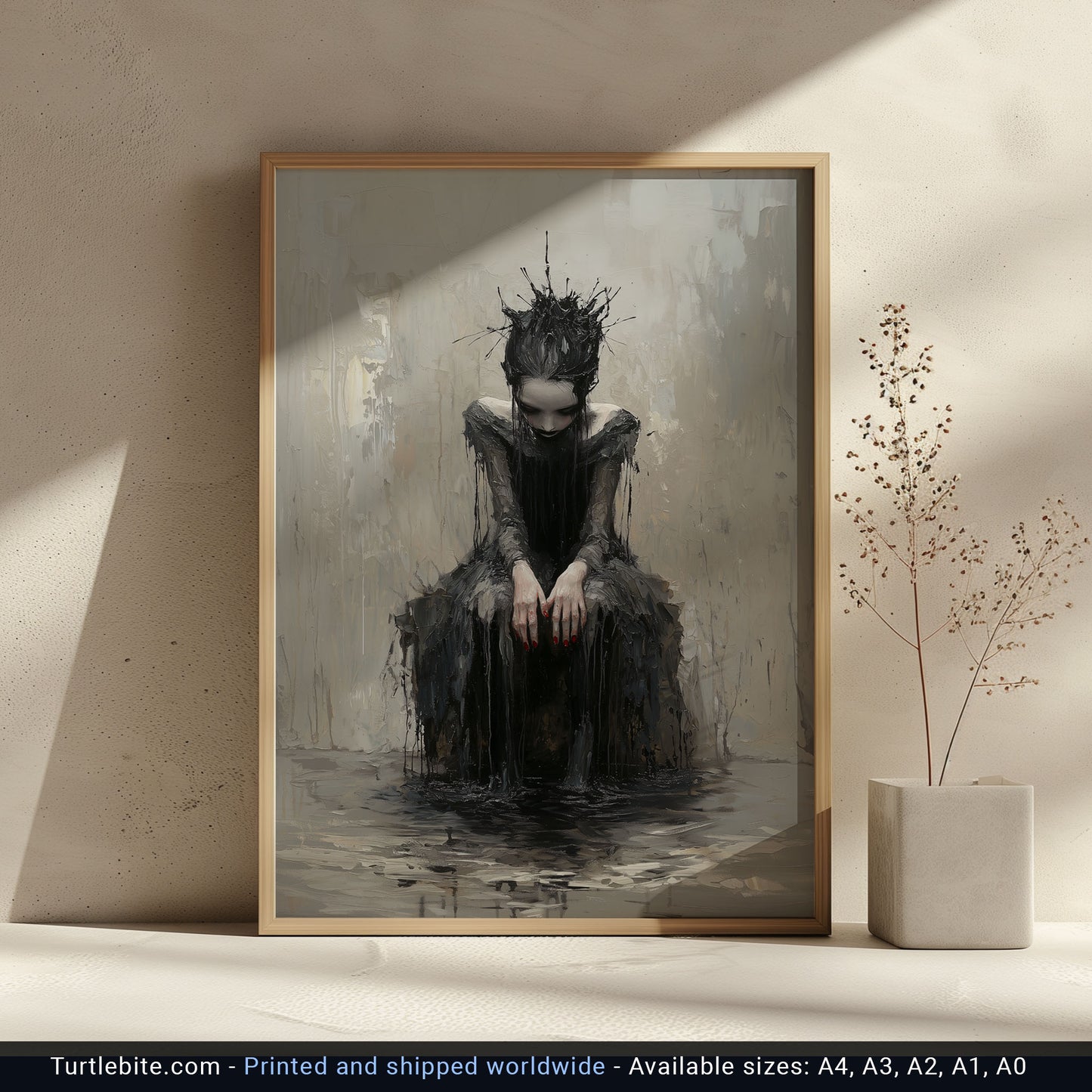The Forgotten Princess Gothic Painting, Dark Moody Wall Art, Victorian Witchcraft Print, Dark Fantasy Artwork