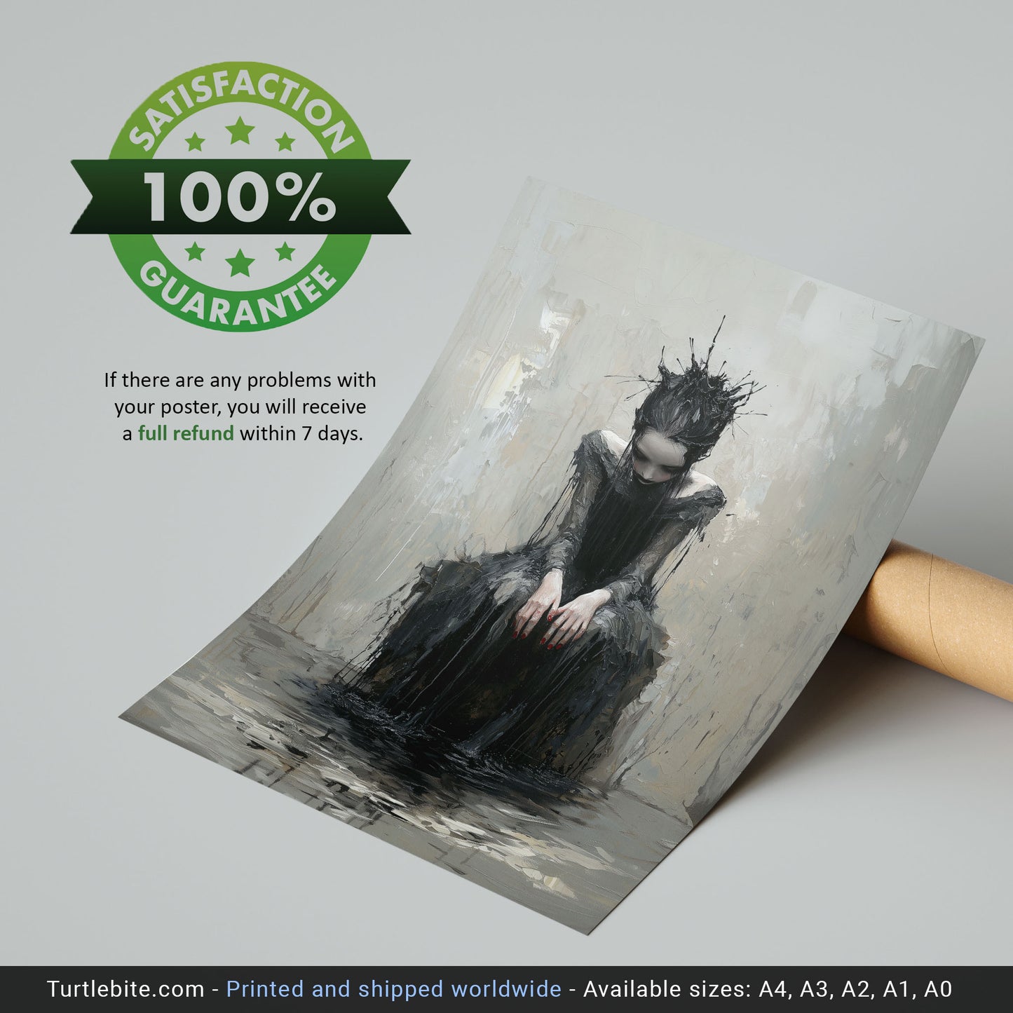 The Forgotten Princess Gothic Painting, Dark Moody Wall Art, Victorian Witchcraft Print, Dark Fantasy Artwork