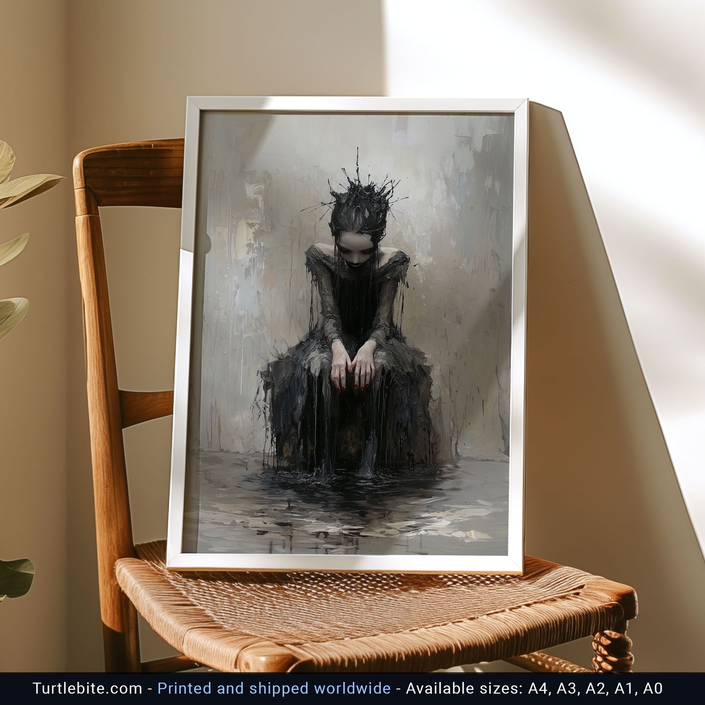 The Forgotten Princess Gothic Painting, Dark Moody Wall Art, Victorian Witchcraft Print, Dark Fantasy Artwork