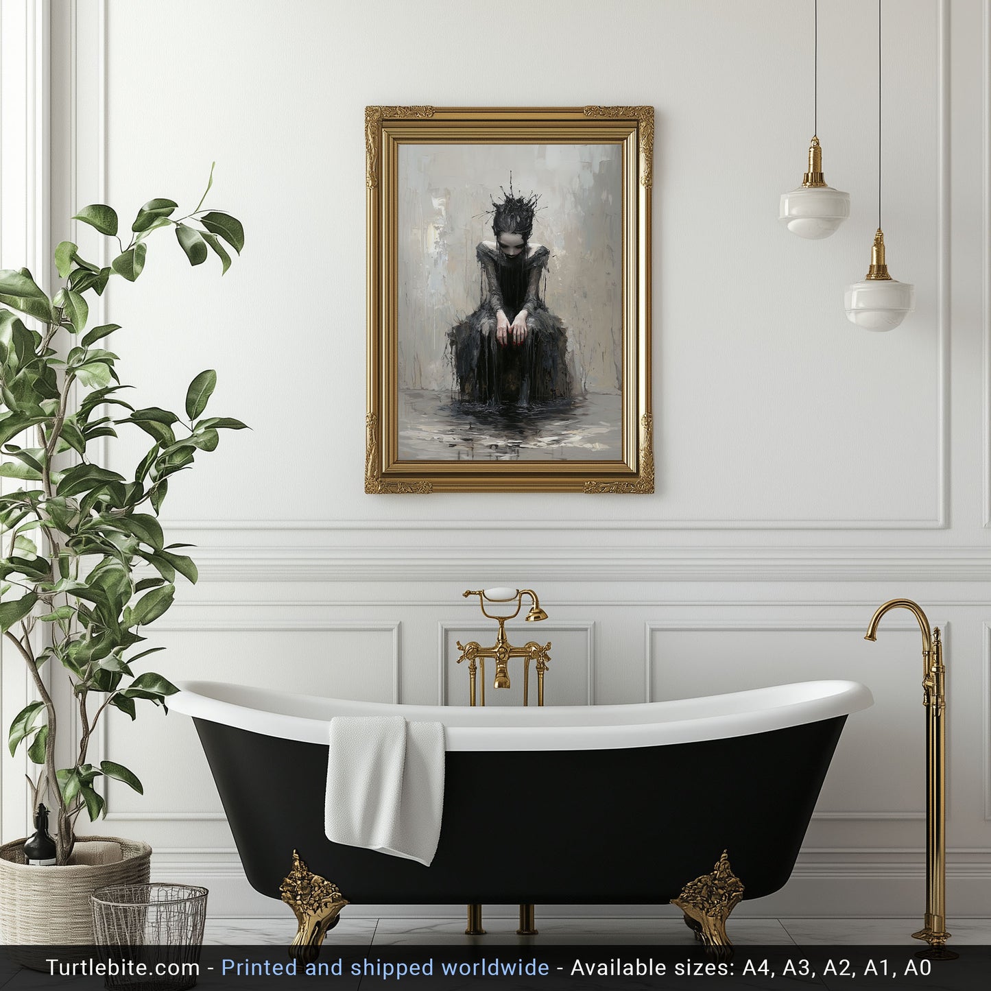 The Forgotten Princess Gothic Painting, Dark Moody Wall Art, Victorian Witchcraft Print, Dark Fantasy Artwork