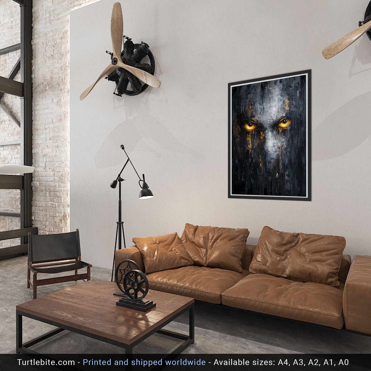Dark Face Painting, Gothic Glowing Eyes Print, Horror Wall Decor, Dark Moody Artwork
