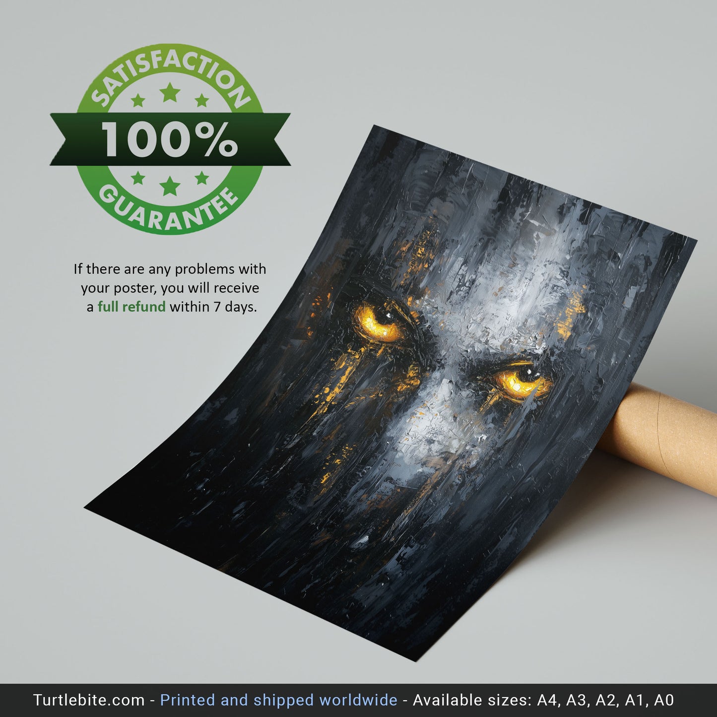 Dark Face Painting, Gothic Glowing Eyes Print, Horror Wall Decor, Dark Moody Artwork