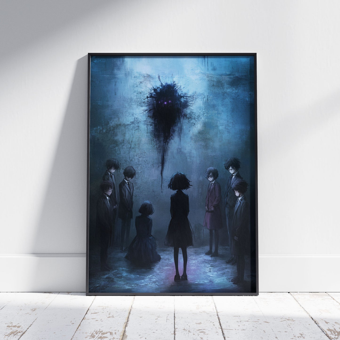 High-resolution digital illustration featuring a captivating blend of dark academia and manga style, with intricate details, expressive characters, and dramatic lighting.