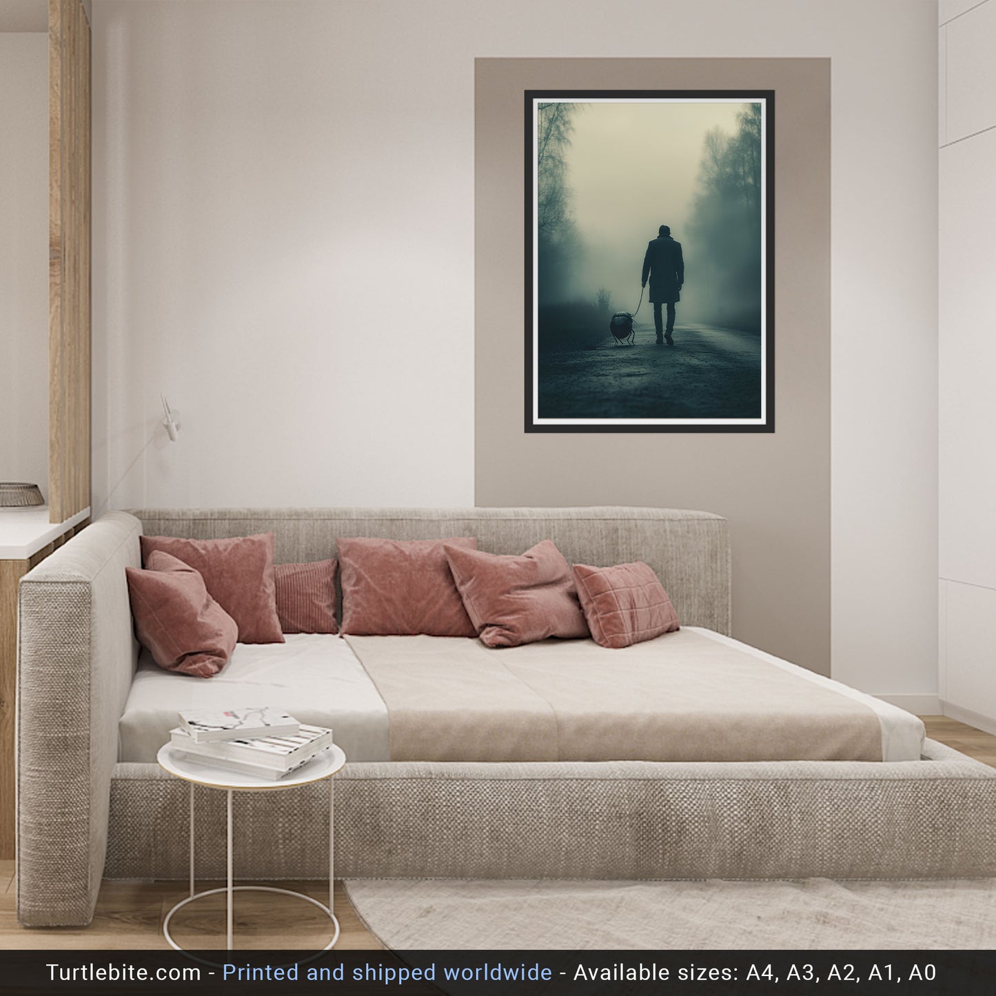 Dark Creepy Walking the Bug Wall Art, Moody Weird Poster Print, Quirky Home Decor, Spooky Absurd Art