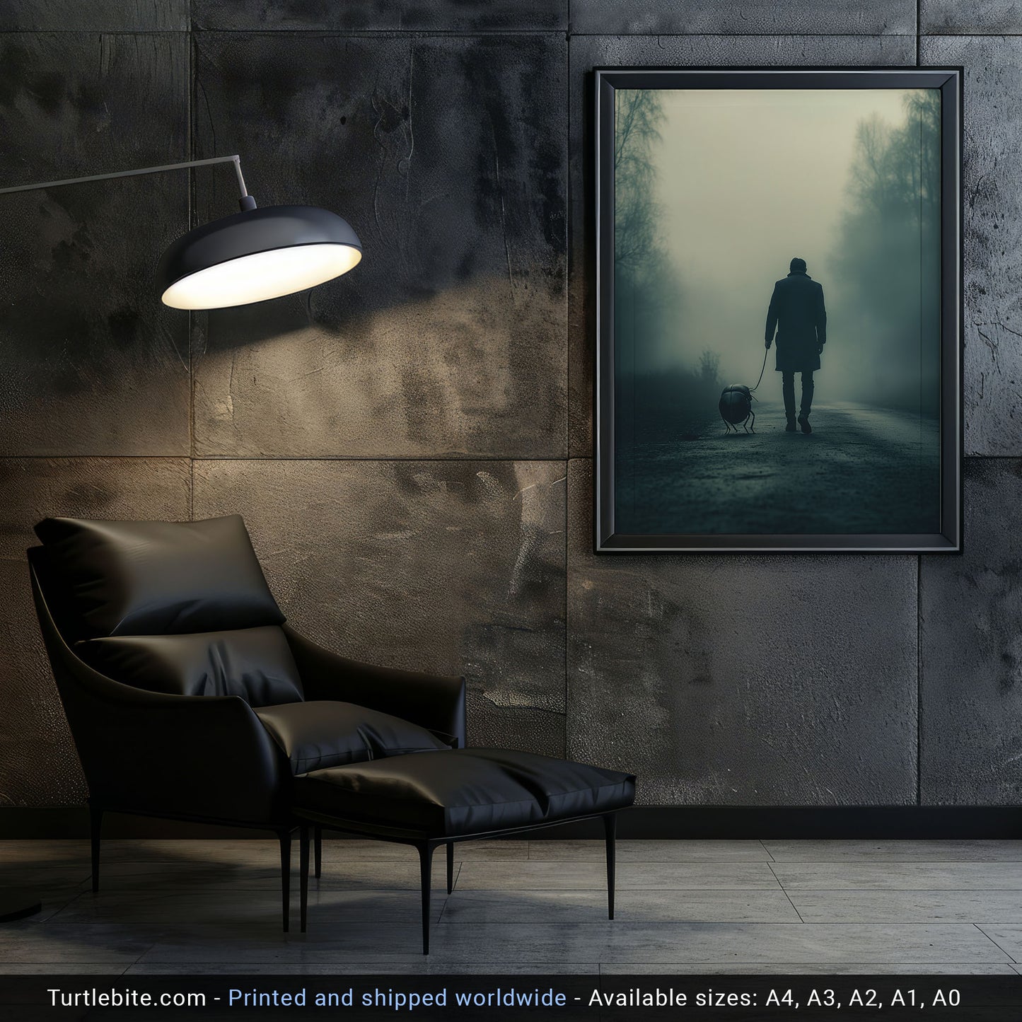 Dark Creepy Walking the Bug Wall Art, Moody Weird Poster Print, Quirky Home Decor, Spooky Absurd Art