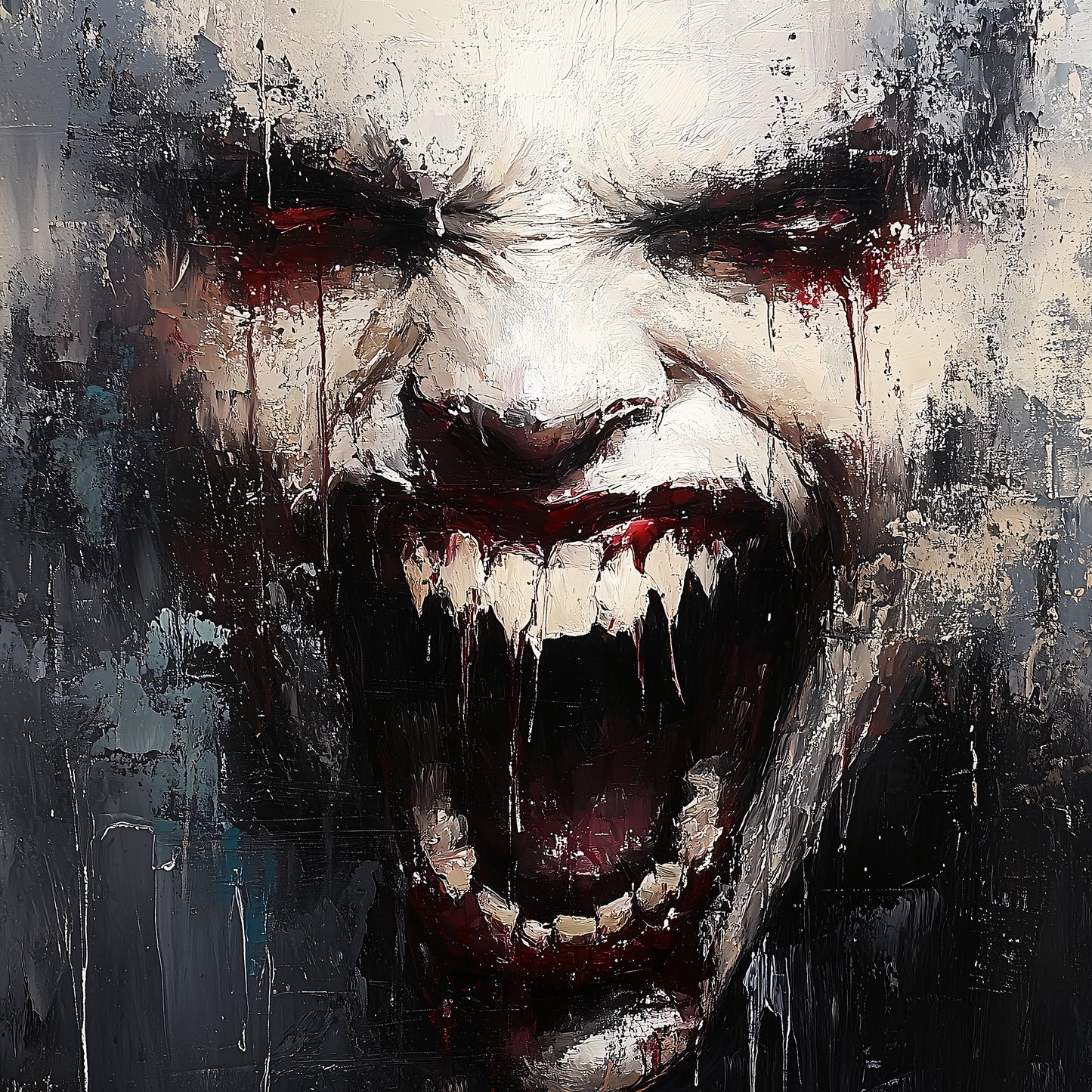 Devilish Grimace Poster Print, Diabolical Face Painting, Scary Pictures, Horror Artwork, Gothic Wall Art, Creepy Stuff