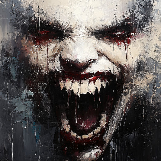 Devilish Grimace Poster Print, Diabolical Face Painting, Scary Pictures, Horror Artwork, Gothic Wall Art, Creepy Stuff