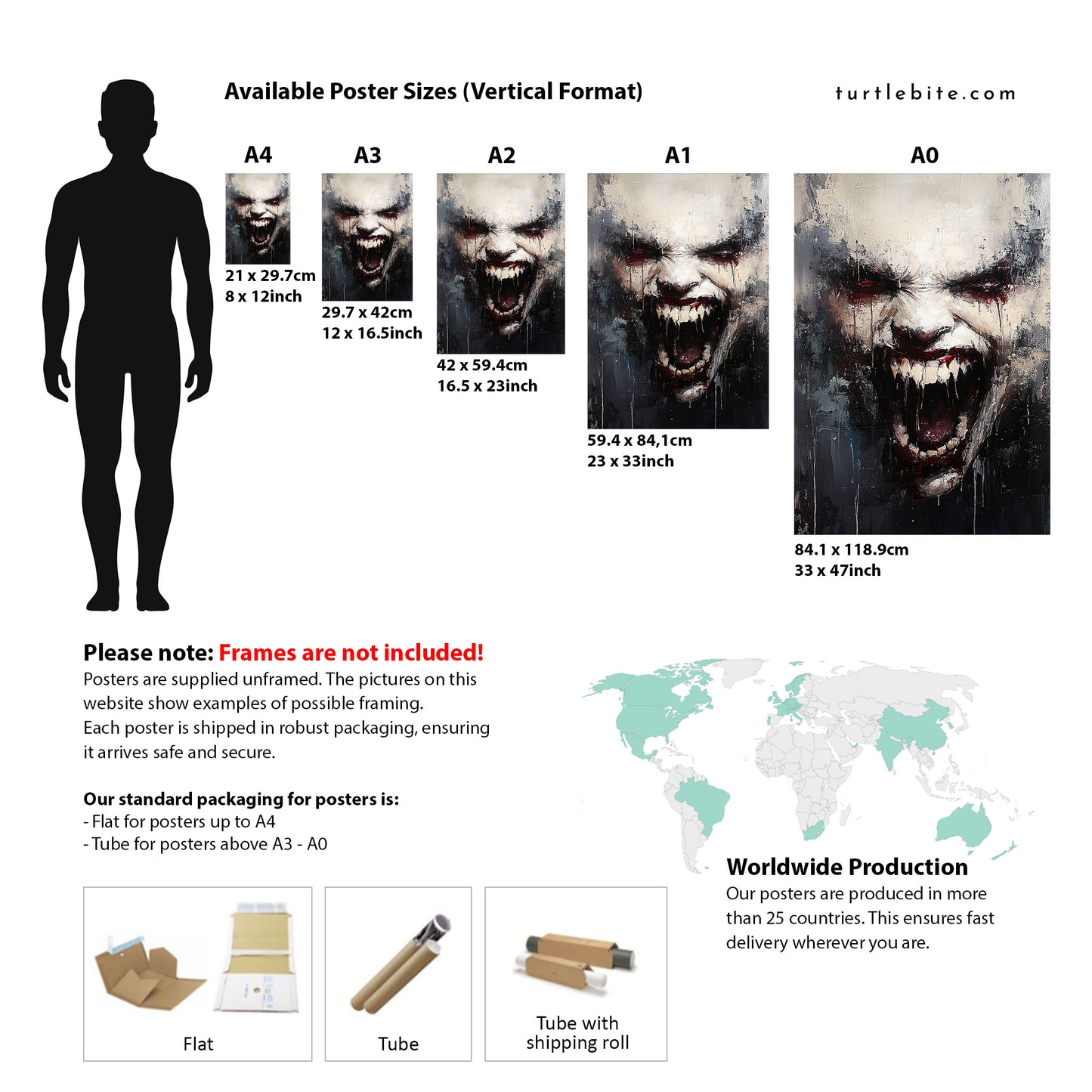 Devilish Grimace Poster Print, Diabolical Face Painting, Scary Pictures, Horror Artwork, Gothic Wall Art, Creepy Stuff