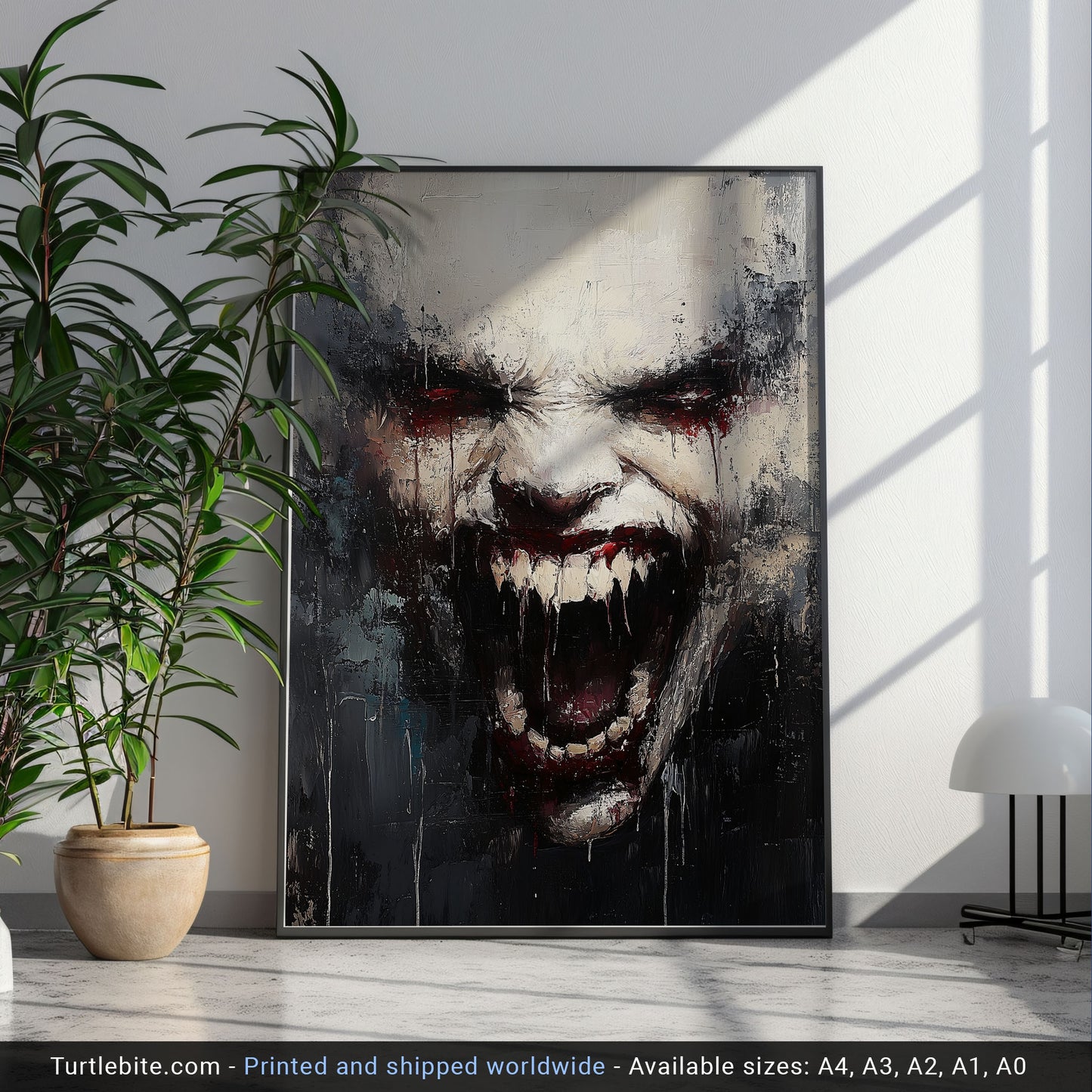 Devilish Grimace Poster Print, Diabolical Face Painting, Scary Pictures, Horror Artwork, Gothic Wall Art, Creepy Stuff