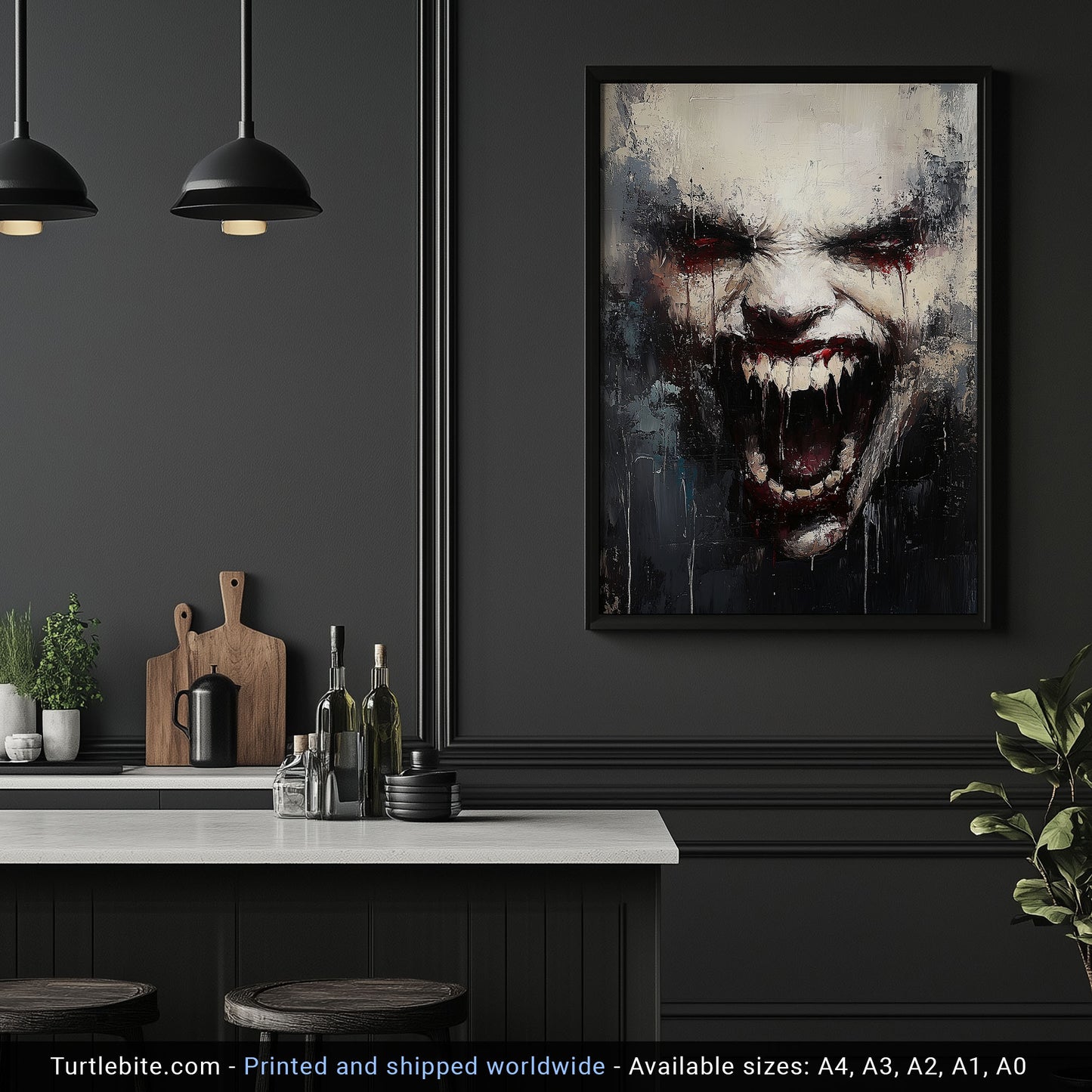 Devilish Grimace Poster Print, Diabolical Face Painting, Scary Pictures, Horror Artwork, Gothic Wall Art, Creepy Stuff