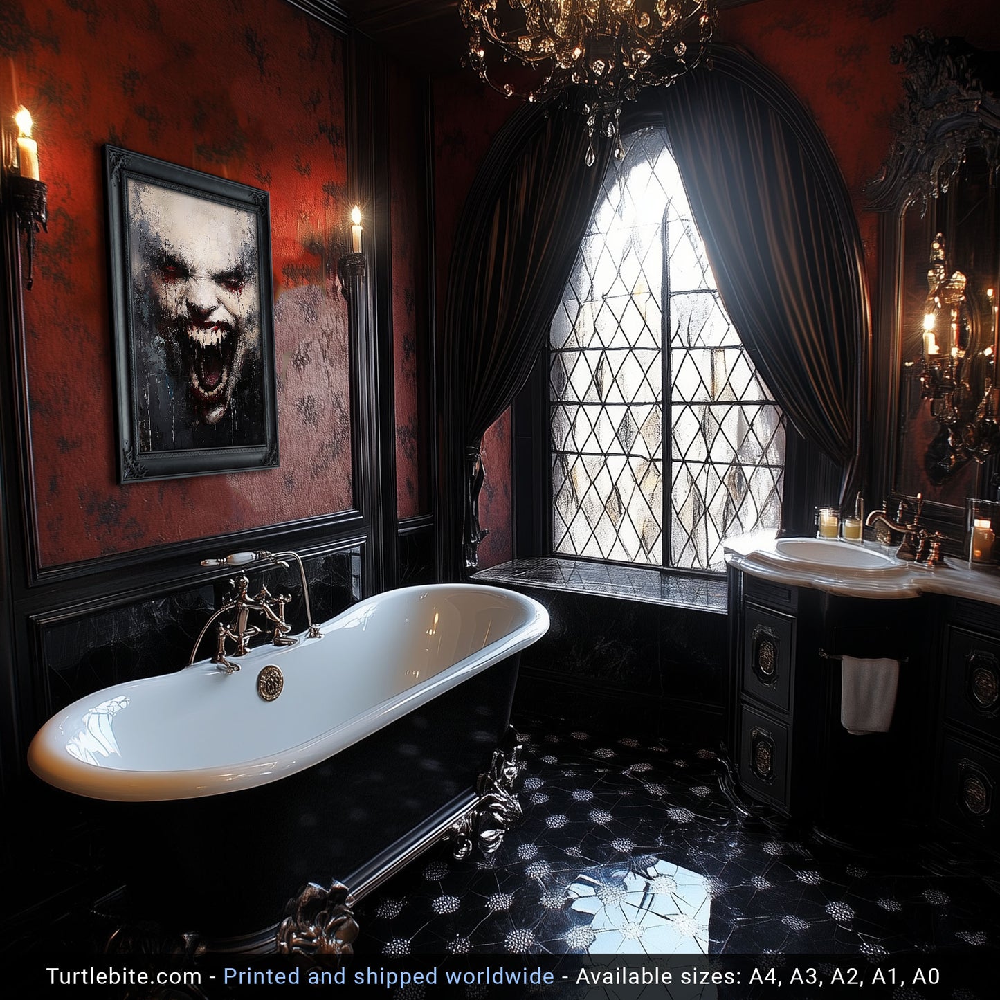 Devilish Grimace Poster Print, Diabolical Face Painting, Scary Pictures, Horror Artwork, Gothic Wall Art, Creepy Stuff