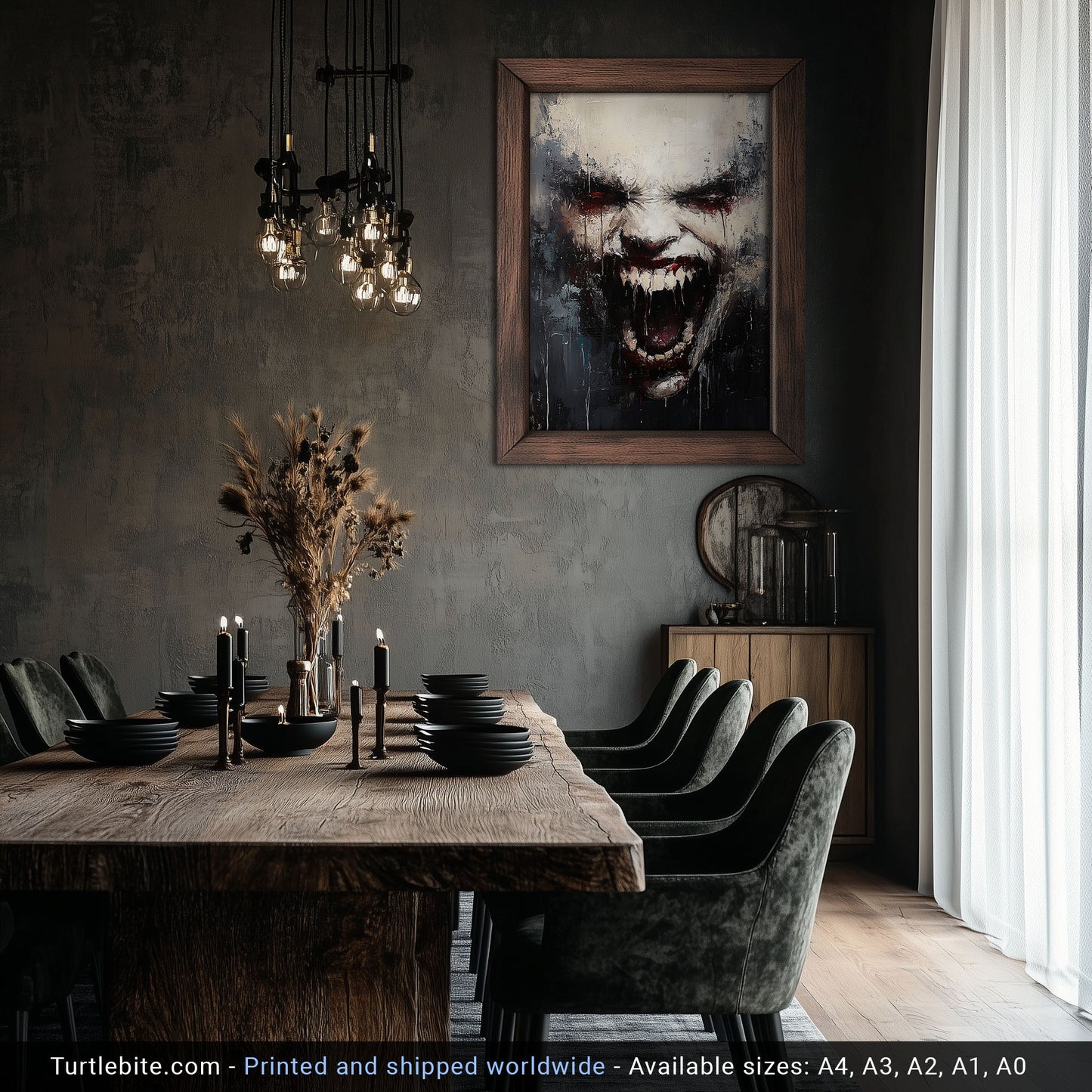 Devilish Grimace Poster Print, Diabolical Face Painting, Scary Pictures, Horror Artwork, Gothic Wall Art, Creepy Stuff