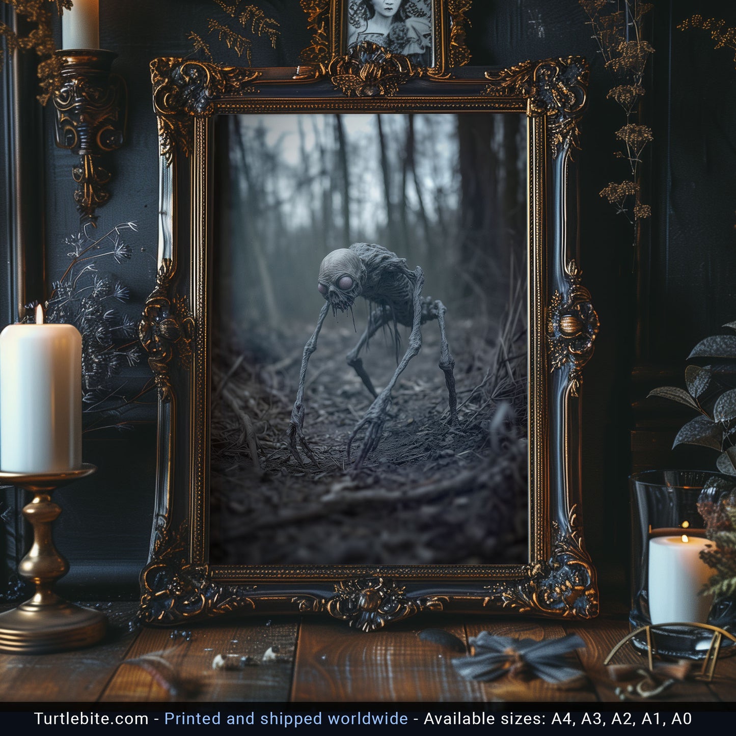 Creature in the Dawn Poster, Horror Artwork, Spooky Decor, Halloween Print