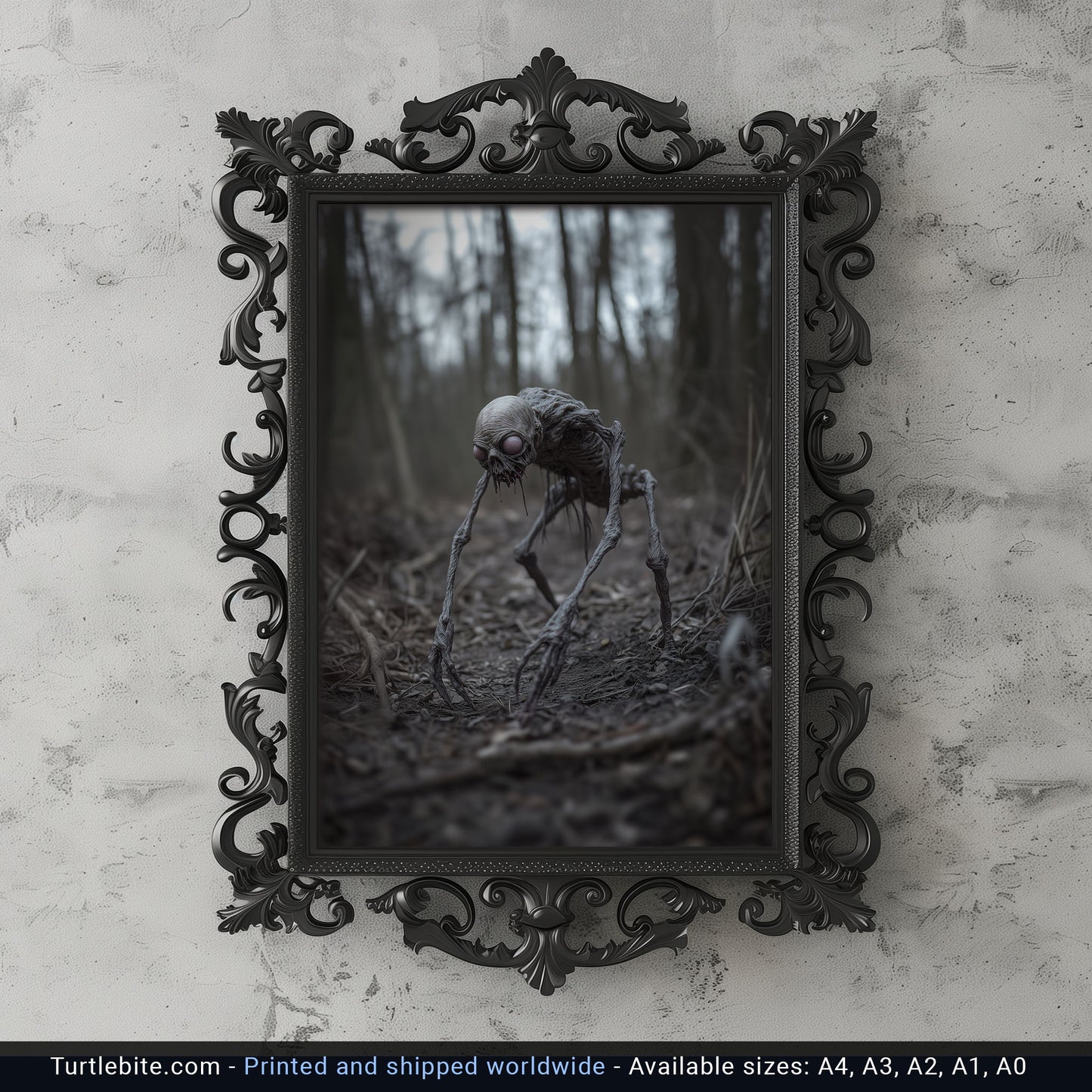 Creature in the Dawn Poster, Horror Artwork, Spooky Decor, Halloween Print