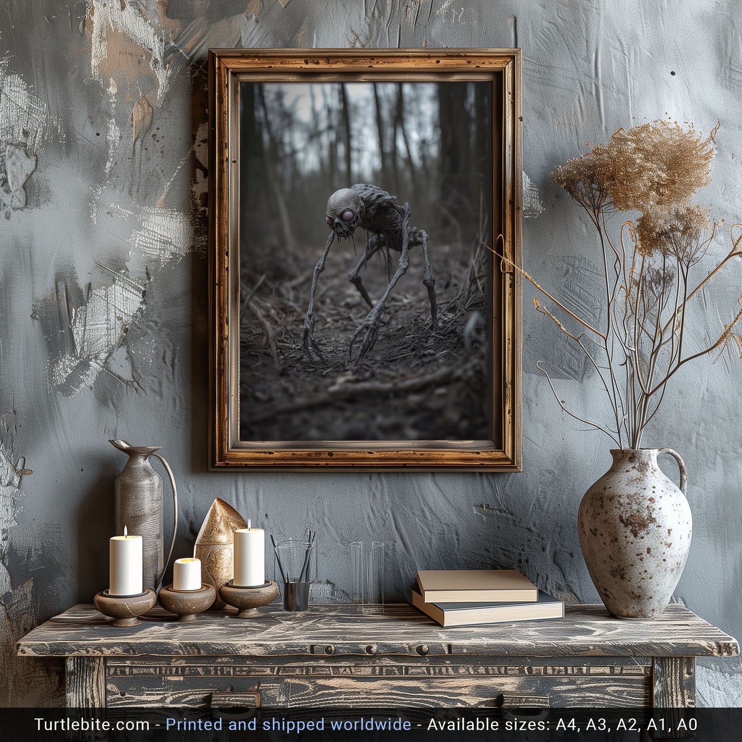 Creature in the Dawn Poster, Horror Artwork, Spooky Decor, Halloween Print