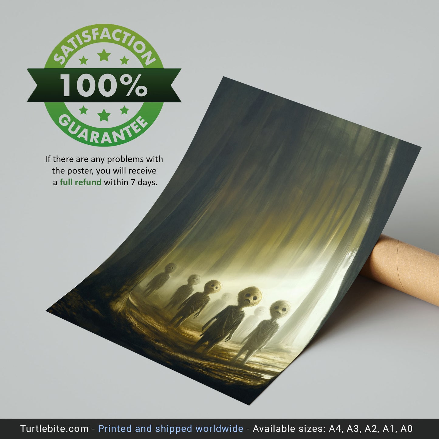 Surreal Horror Forest Art Print – Eerie Children, Dark Fantasy Wall Decor, Creepy Folklore-Inspired Digital Illustration