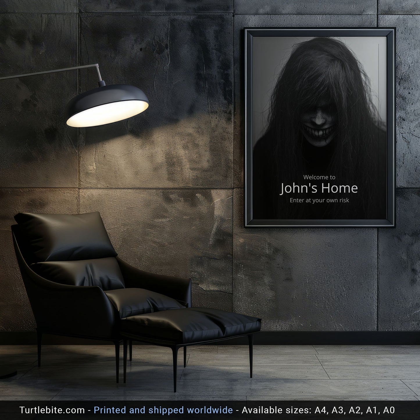 Personalized Scary Art Print, Dark Halloween Decoration, Custom Name Sign, Spooky Home Decor