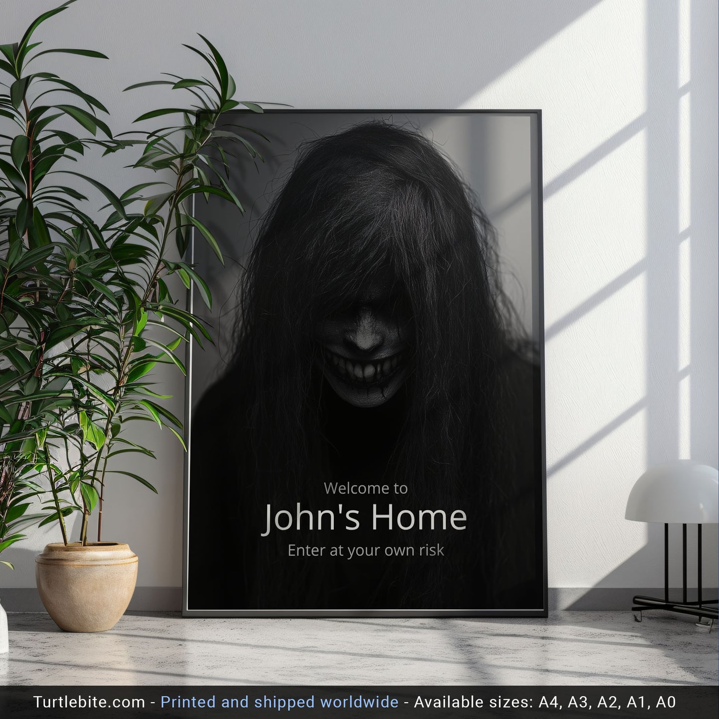 Personalized Scary Art Print, Dark Halloween Decoration, Custom Name Sign, Spooky Home Decor