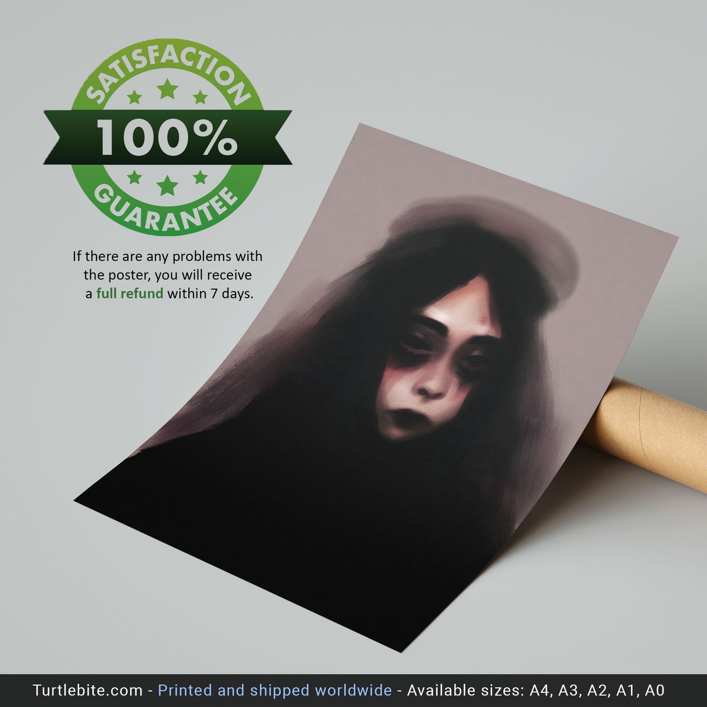 Dark Art Painting Print, Gothic Portrait, Horror Wall Decor Poster